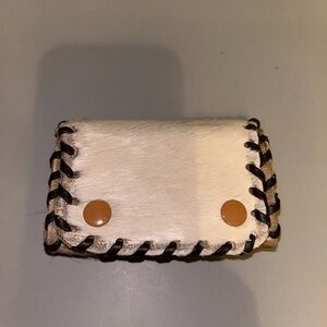 Euc Vintage Newey England handmade mini trifold animal hair leather wallet